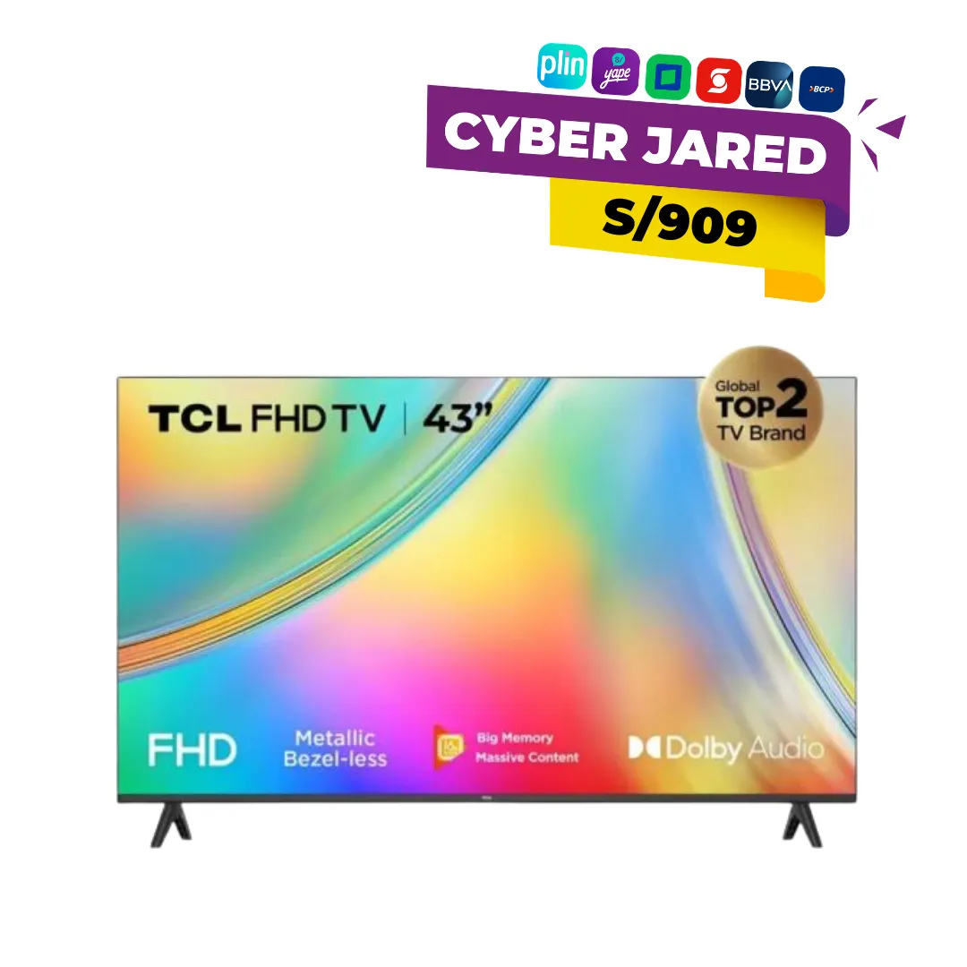 43S5400A.webp Televisor TCL 43" Full HD Smart Android TV con Diseño Metálico y Dolby Audio (43S5400A) - Imagen 1