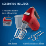 Batidora de Mano OSTER de 7 Velocidades con Turbo Rojo FPSTHM360R - Imagen 6